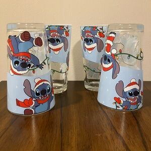 Set of 4: Lilo & Stitch Christmas Glass Set, EUC